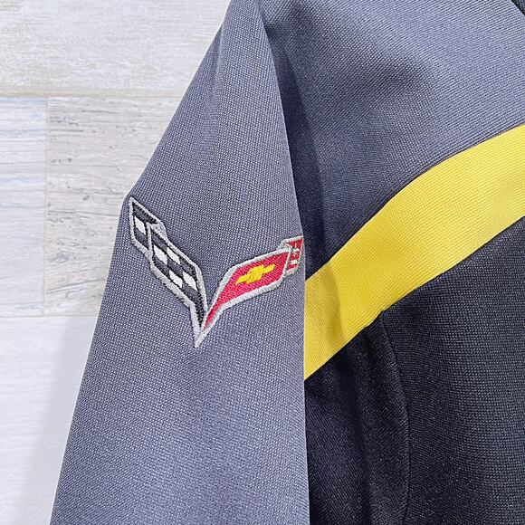 Corvette Performance Racing Jacket Black Yellow Full Zip Fleece Mens Large - Picture 4 of 8